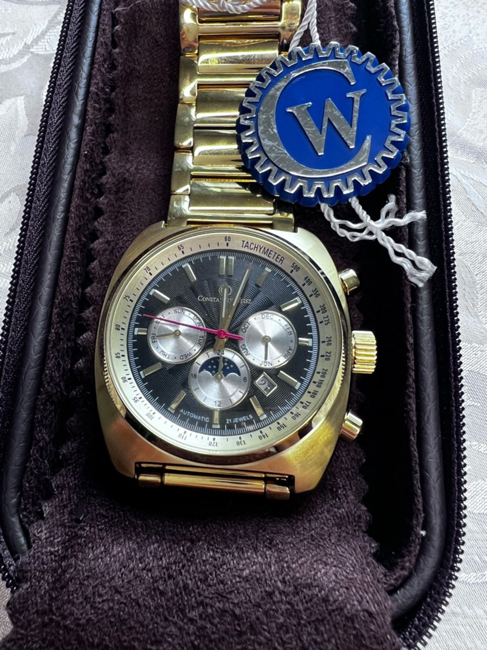 Constantin Weisz Automatic Men’s Watch Gold Tone Chronograph Style  – New